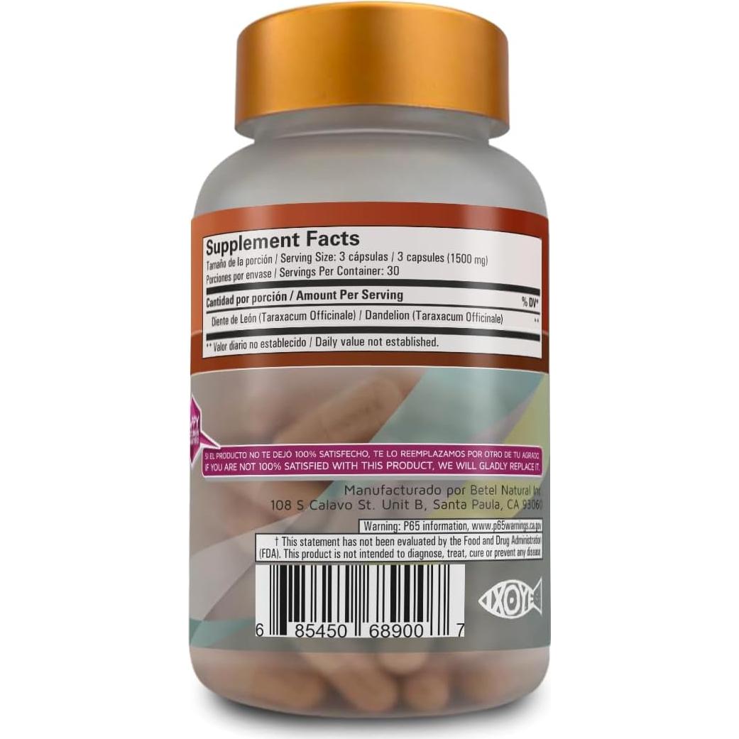 Cápsulas Detox Diente de León Betel Natural 90 Caps 1500 mg