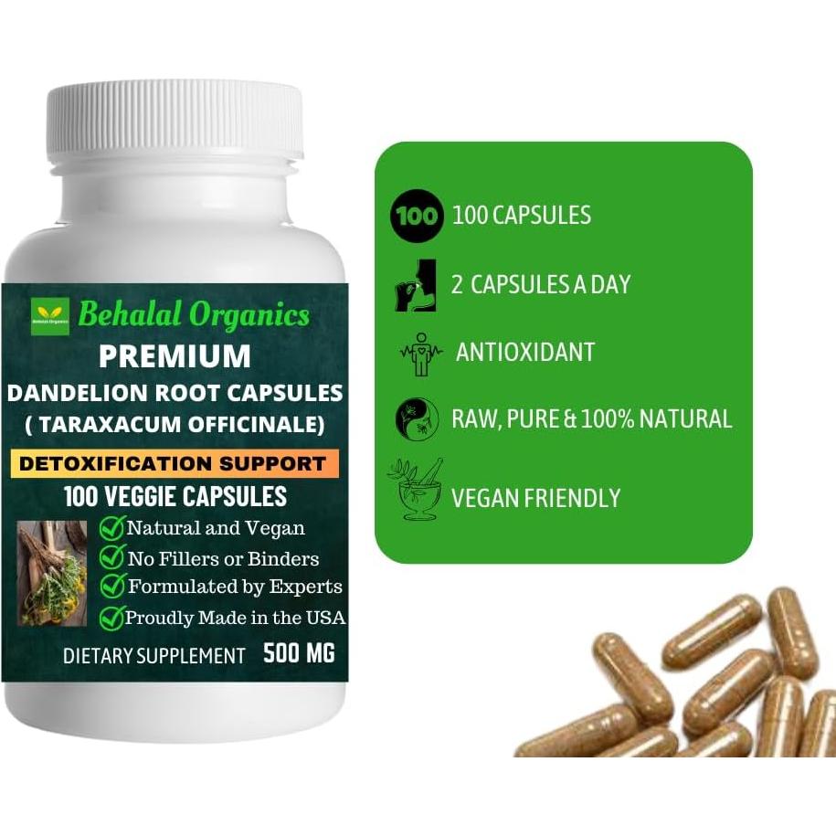 Cápsulas de Raíz de Diente de León Behalal 500mg Liberación Rápida