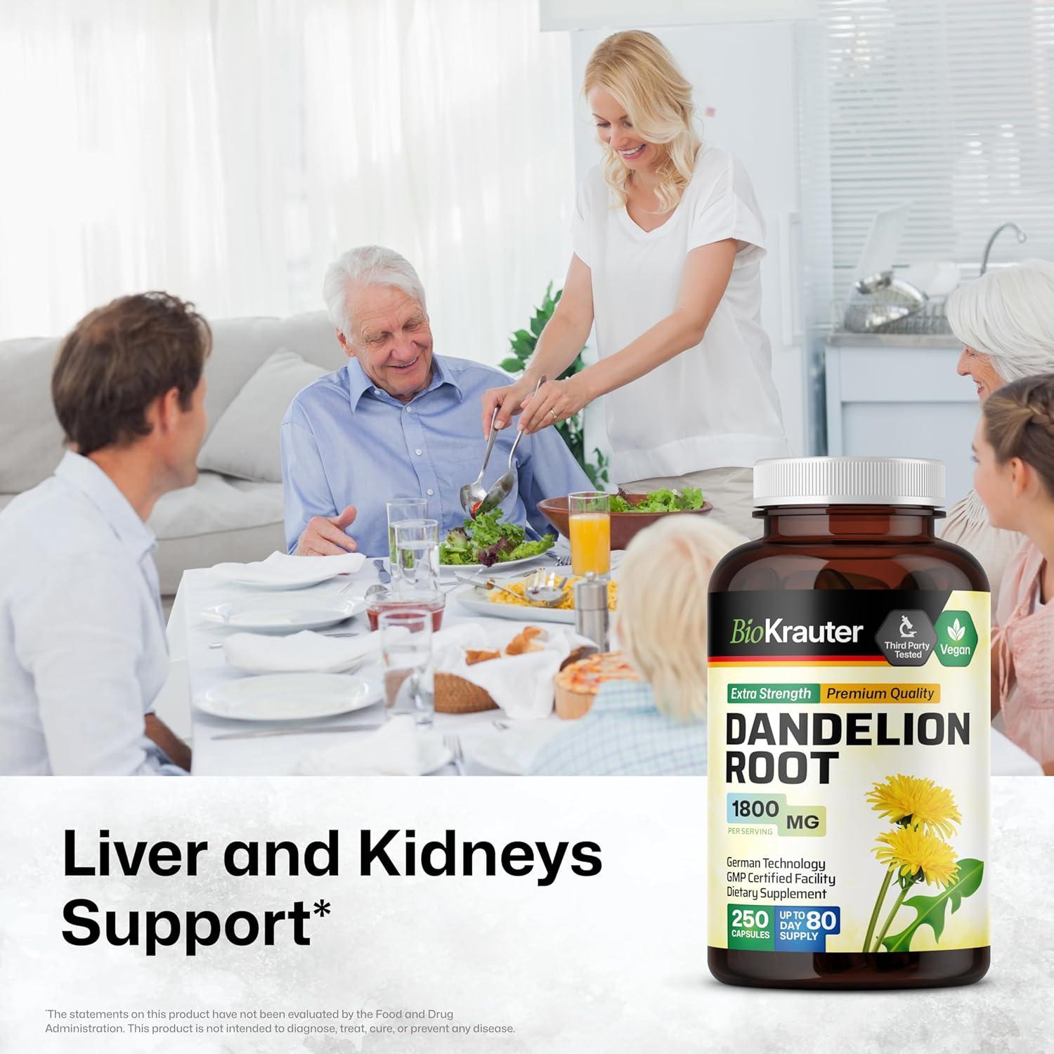 Suplemento Hepático BioKrauter: Diente de León 250 Cápsulas + 118 ml Tintura