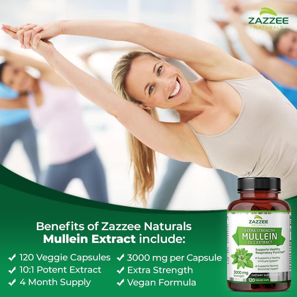 Extracto de Mullein Zazzee 3000 mg 120 Cápsulas Veganas