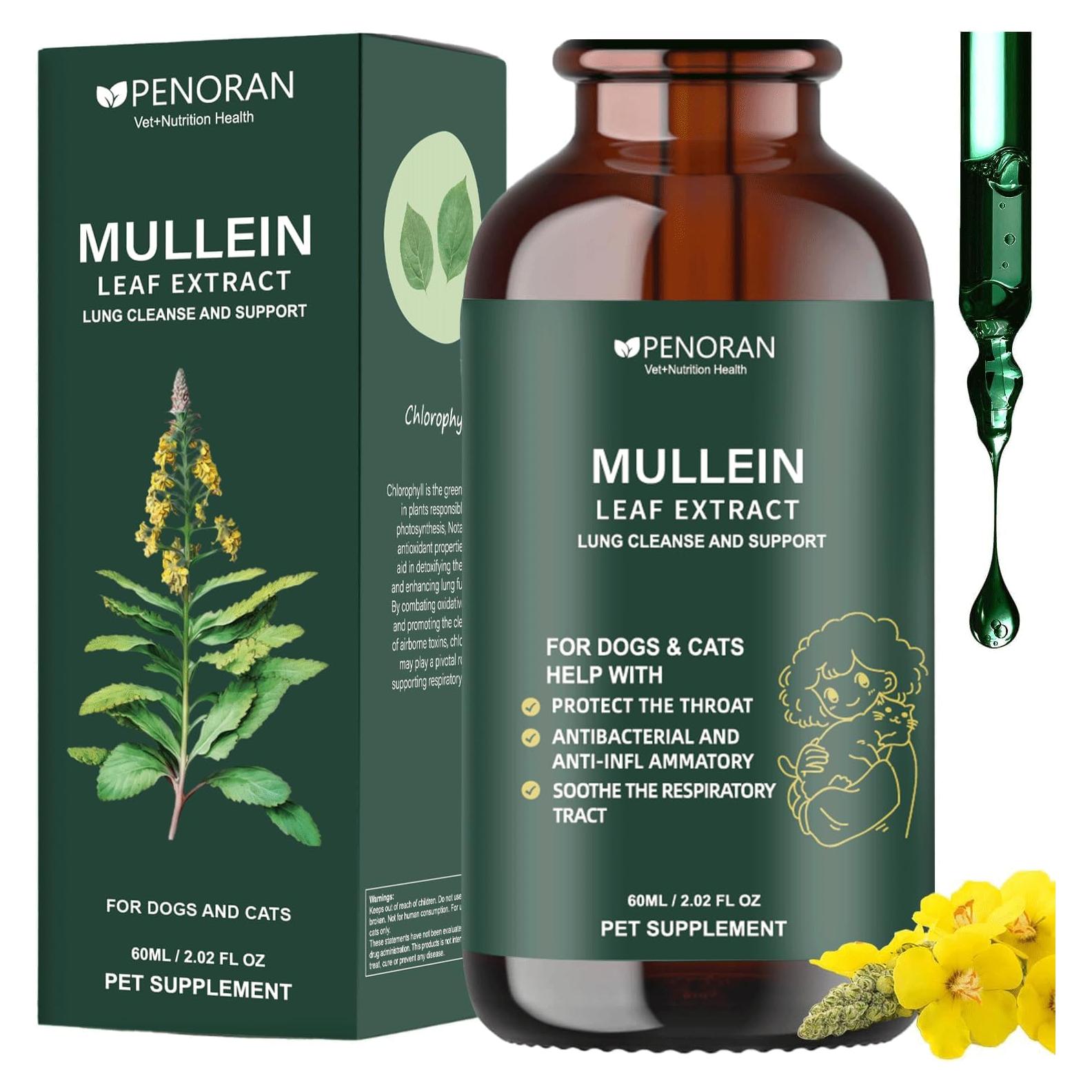 Extracto de hoja de Mullein Penoran 60ml - Soporte respiratorio para mascotas
