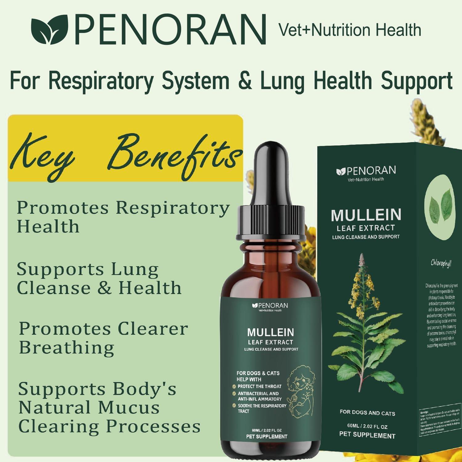 Extracto de hoja de Mullein Penoran 60ml - Soporte respiratorio para mascotas