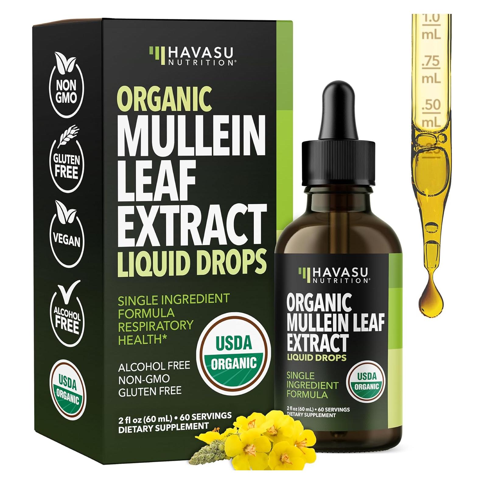 Gotas de Mullein Havasu Nutrition 59.15 ml - Suplemento Vegano