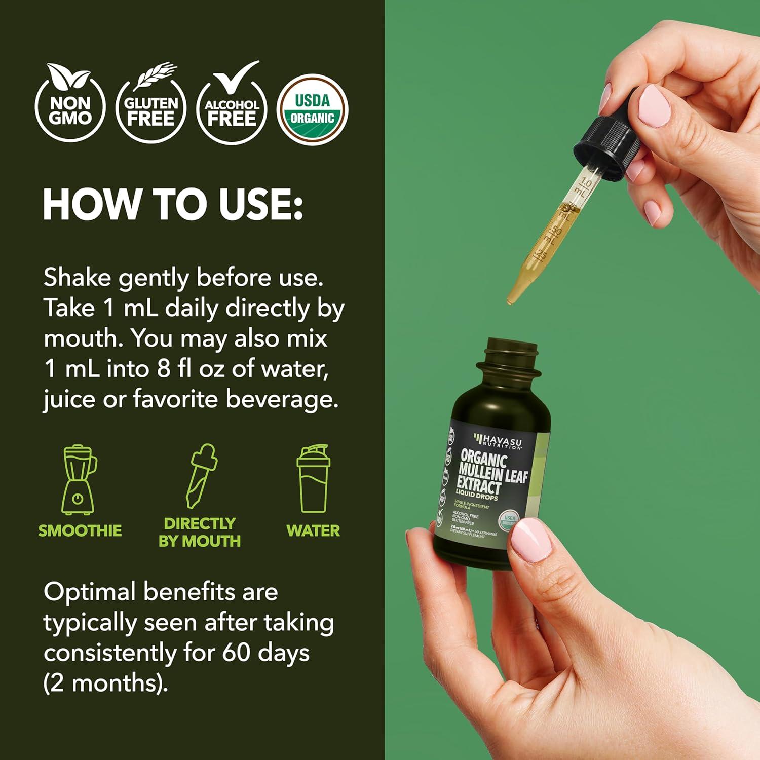 Gotas de Mullein Havasu Nutrition 59.15 ml - Suplemento Vegano