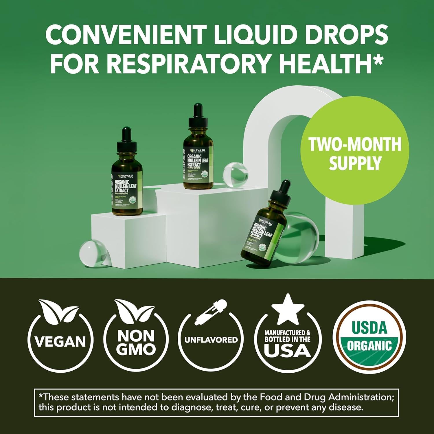 Gotas de Mullein Havasu Nutrition 59.15 ml - Suplemento Vegano