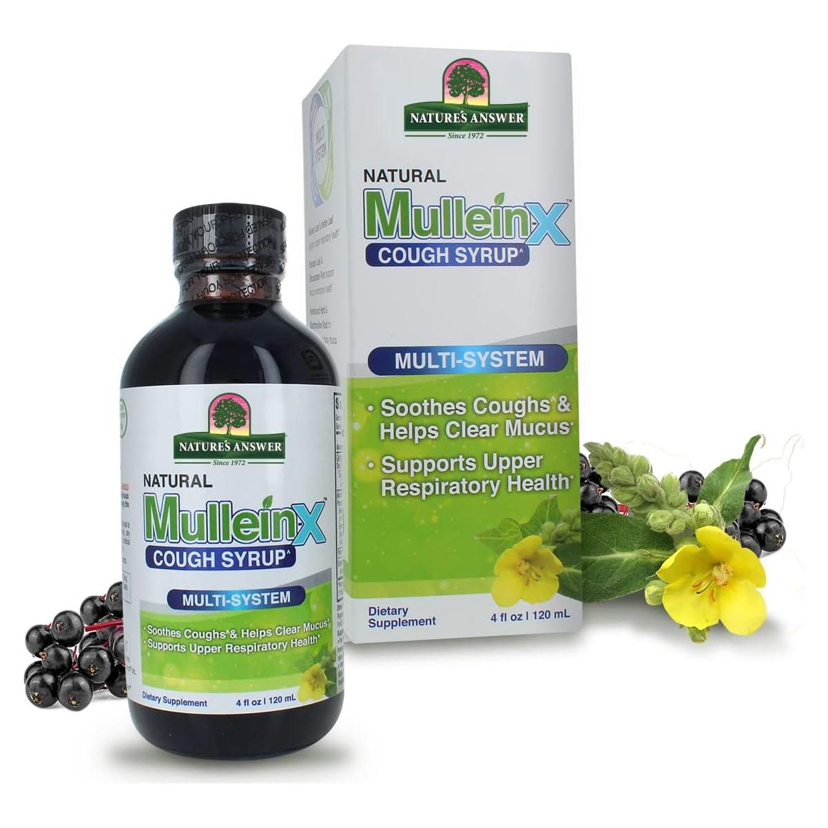 Jarabe para la tos Mullein-X Nature's Answer 120 ml | Alivia moco y garganta