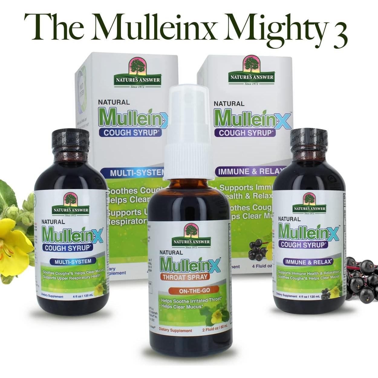 Jarabe para la tos Mullein-X Nature's Answer 120 ml | Alivia moco y garganta