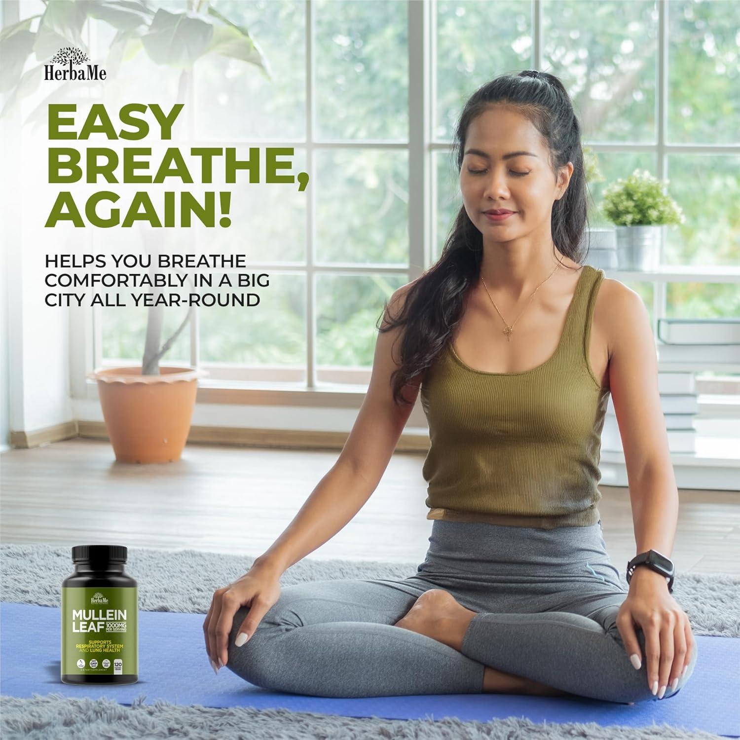 Hoja de Mullein 1000mg HerbaMe 120 Cápsulas Respiratorias