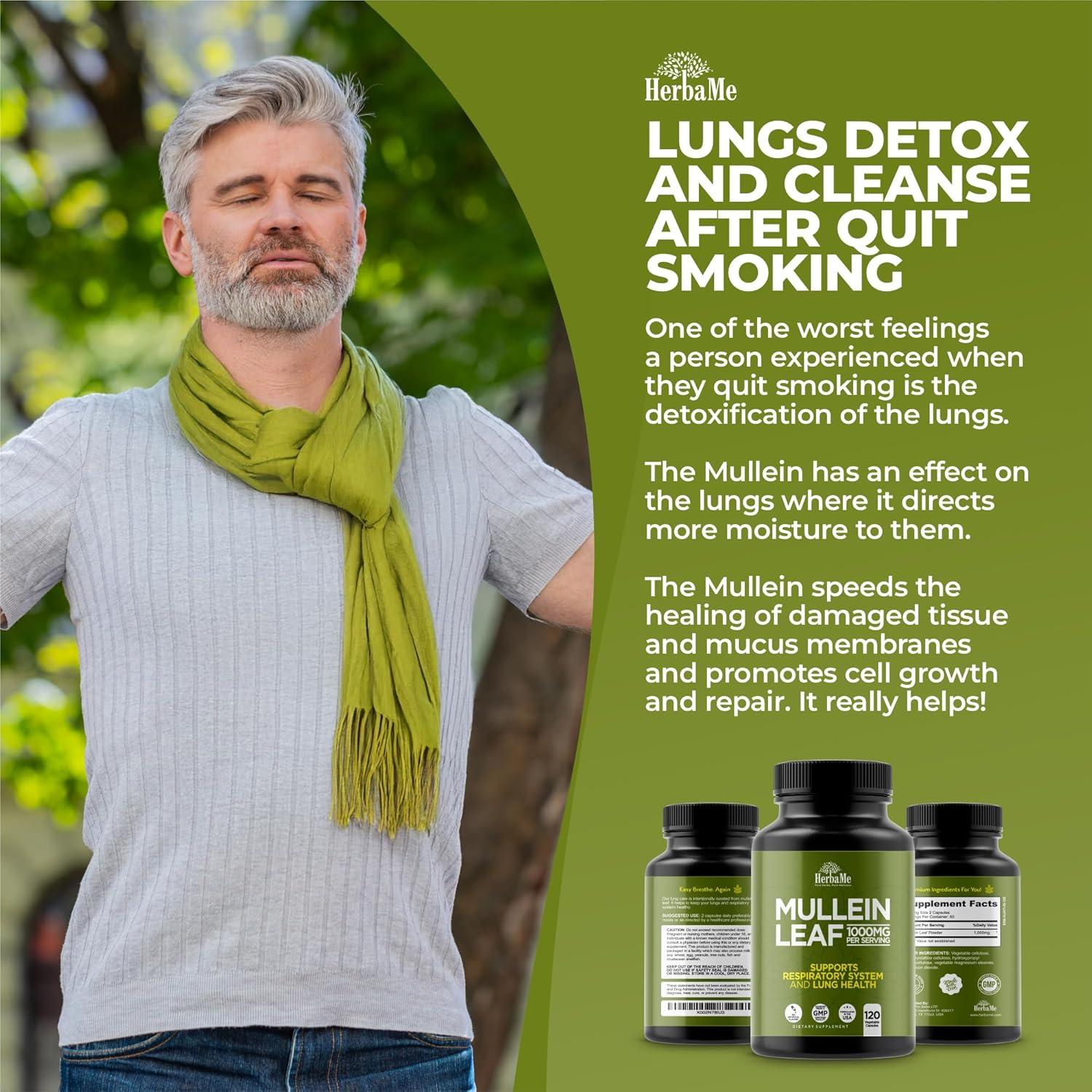 Hoja de Mullein 1000mg HerbaMe 120 Cápsulas Respiratorias