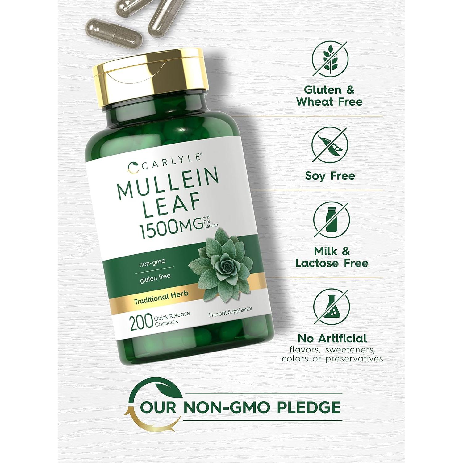 Extracto de Hoja de Mullein Carlyle 1500mg 200 Cápsulas