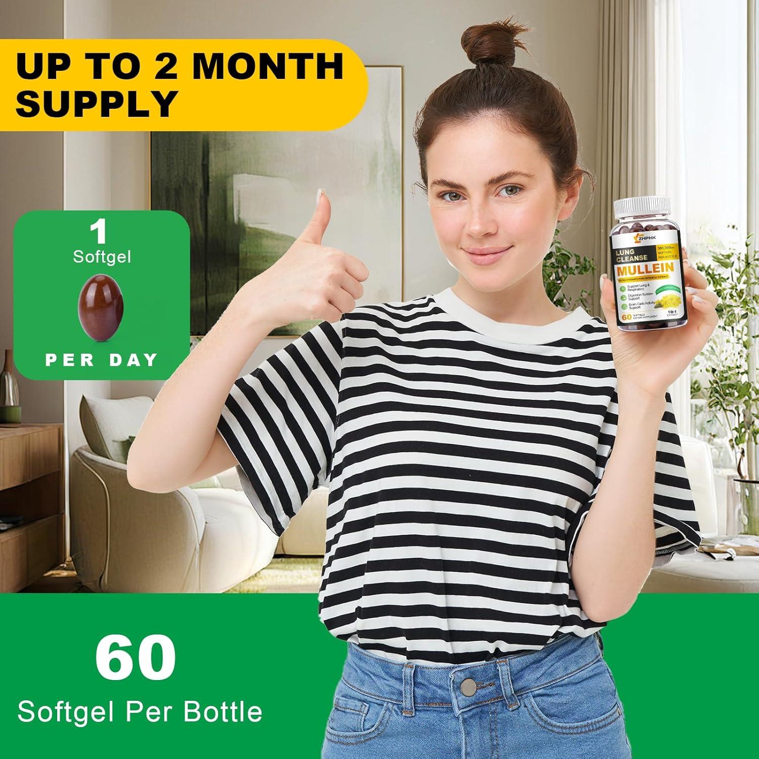 Extracto de Hoja de Mullein ZHPHK 60 Softgels Detox Pulmones