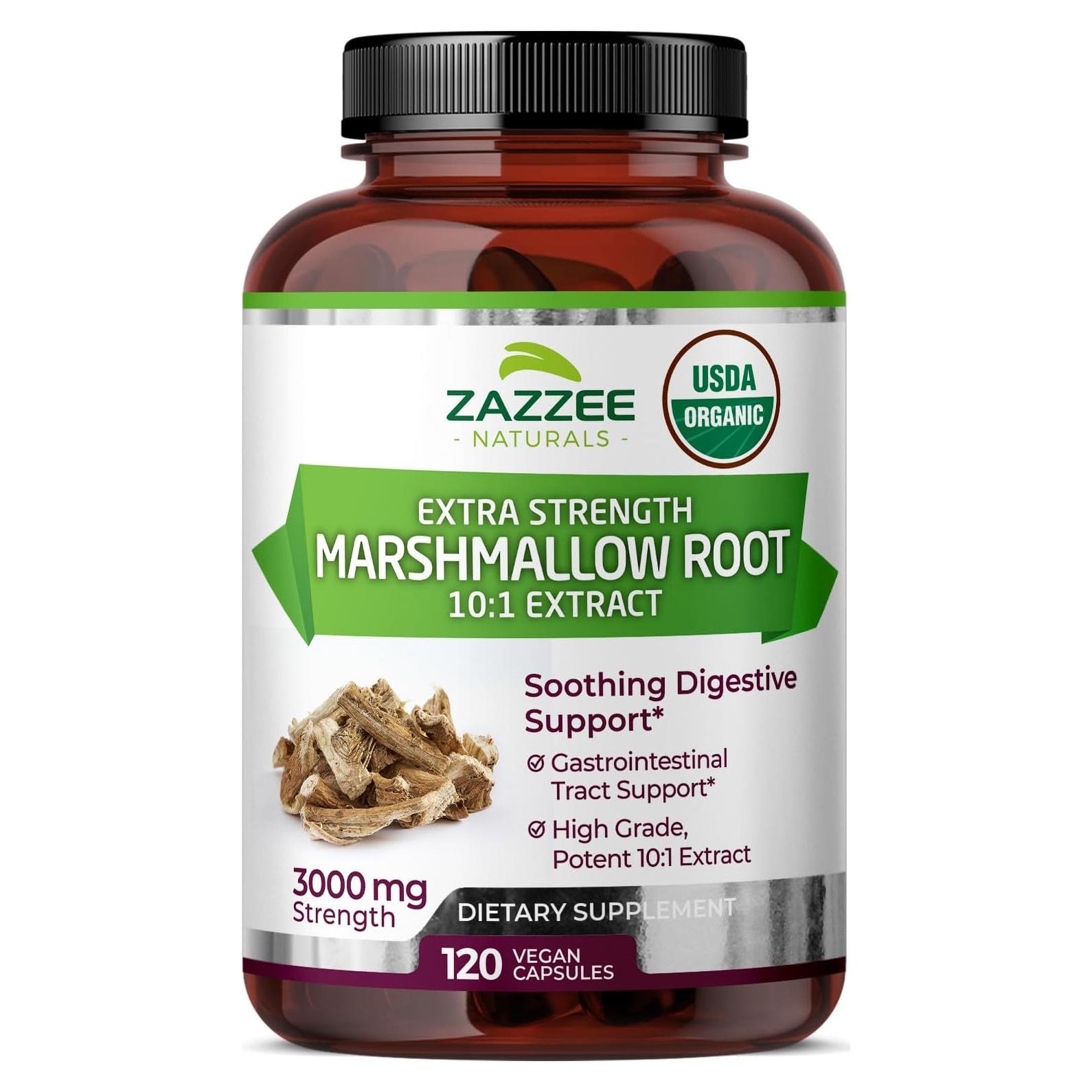Zazzee Raíz de Malvavisco Orgánica 3000 mg 120 Cápsulas Veganas