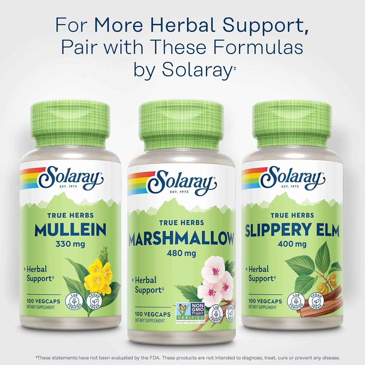 Cápsulas de Raíz de Malvavisco Solaray 480 mg - Veganas, No OGM