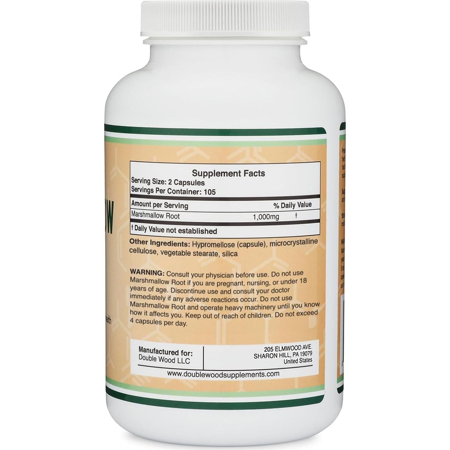 Cápsulas de raíz de malvavisco Double Wood 210 unidades 1000 mg