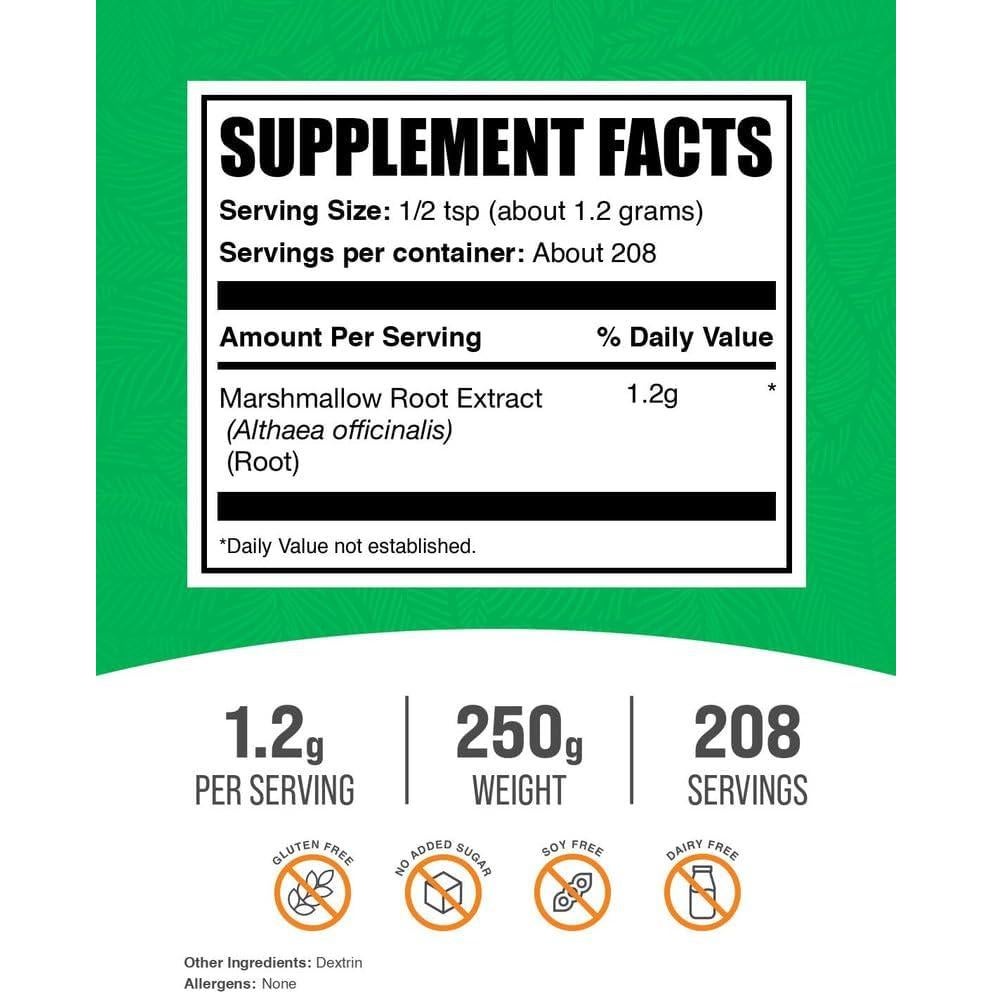 Polvo de Raíz de Malvavisco BulkSupplements 250g Suplemento Herbal