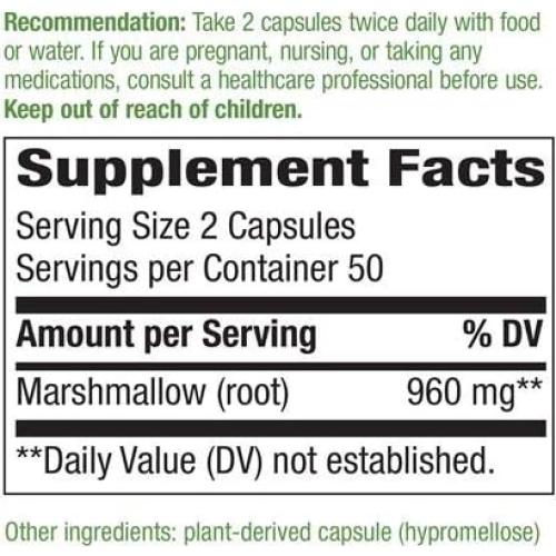 Raíz de Malvavisco Nature's Way 480 mg 100 Cápsulas x2