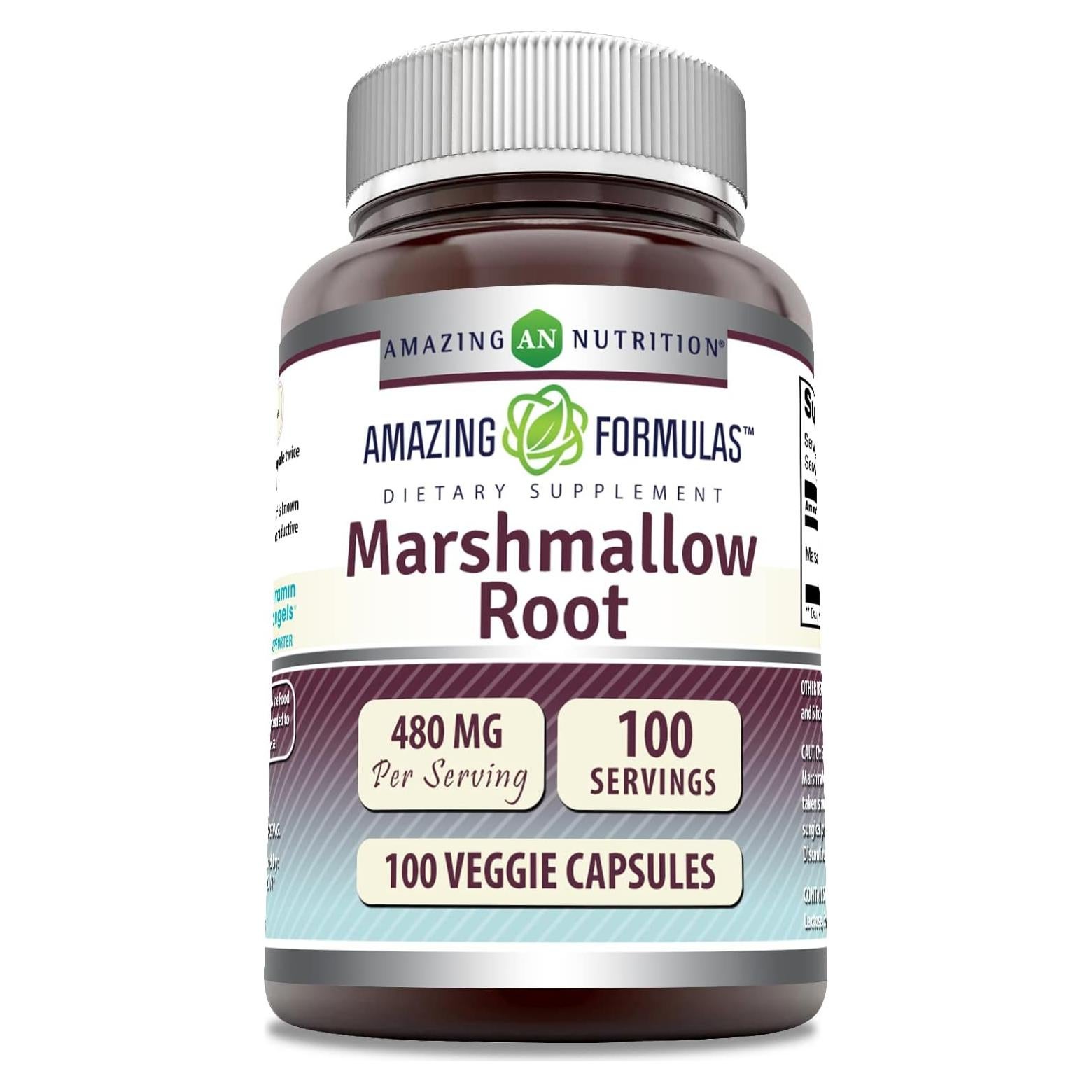 Suplemento de Raíz de Malvavisco Amazing Formulas 480 mg 100 Cápsulas