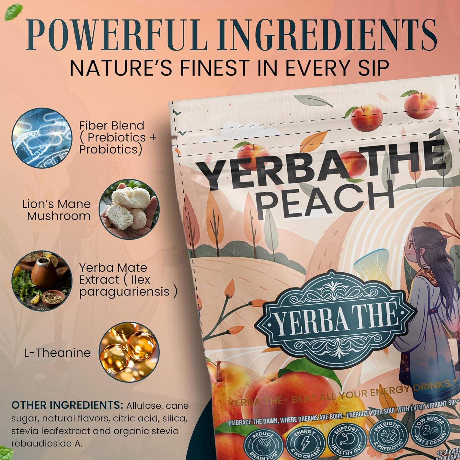 Polvo de Té de Yerba Mate Diosa Antigua 350g Sabor Durazno