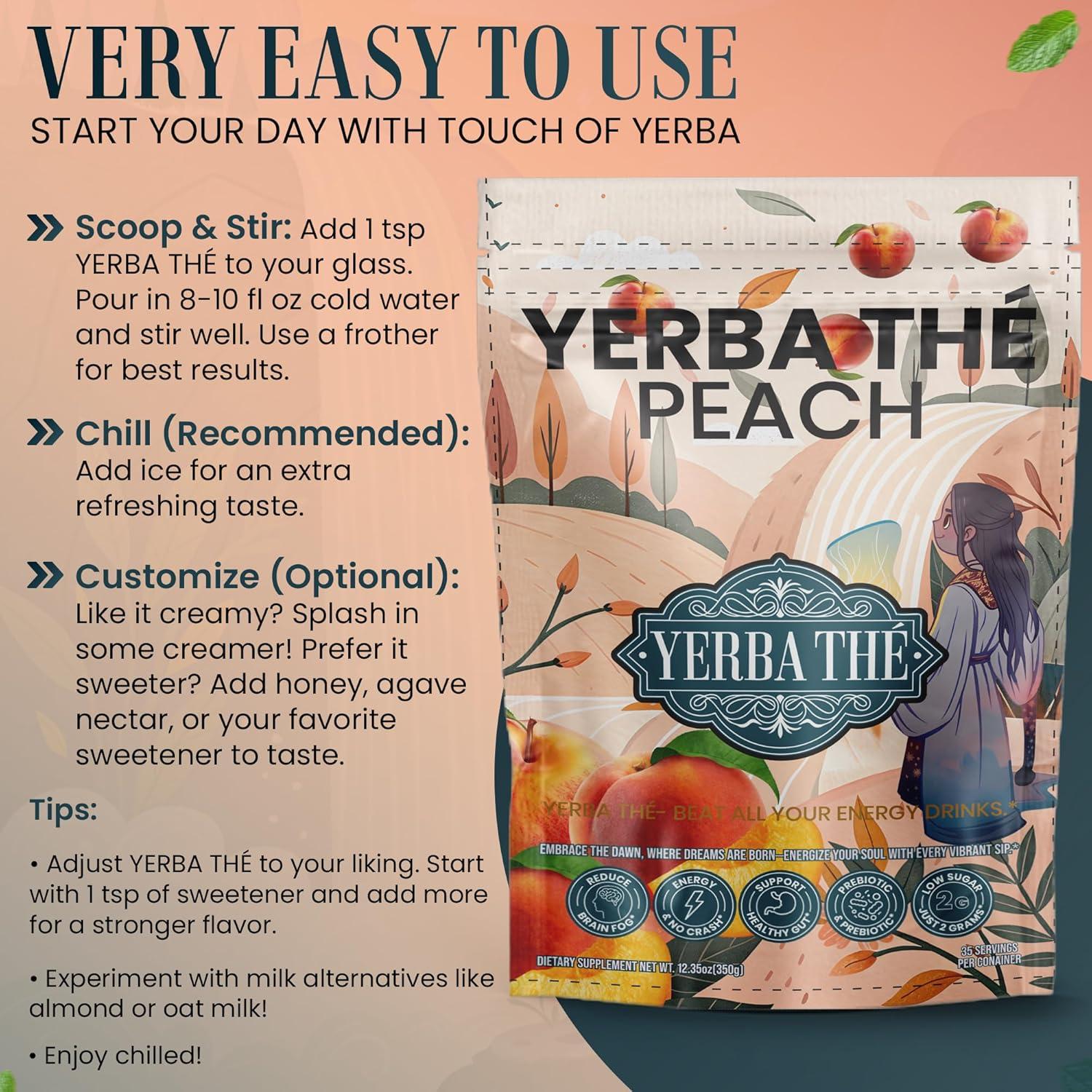 Polvo de Té de Yerba Mate Diosa Antigua 350g Sabor Durazno