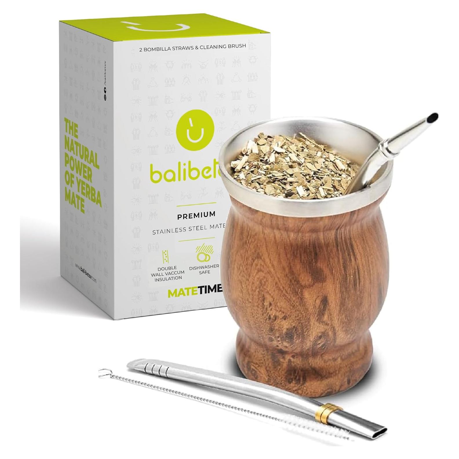 Conjunto de Mate BALIBETOV - Taza de Acero Inoxidable Doble Pared
