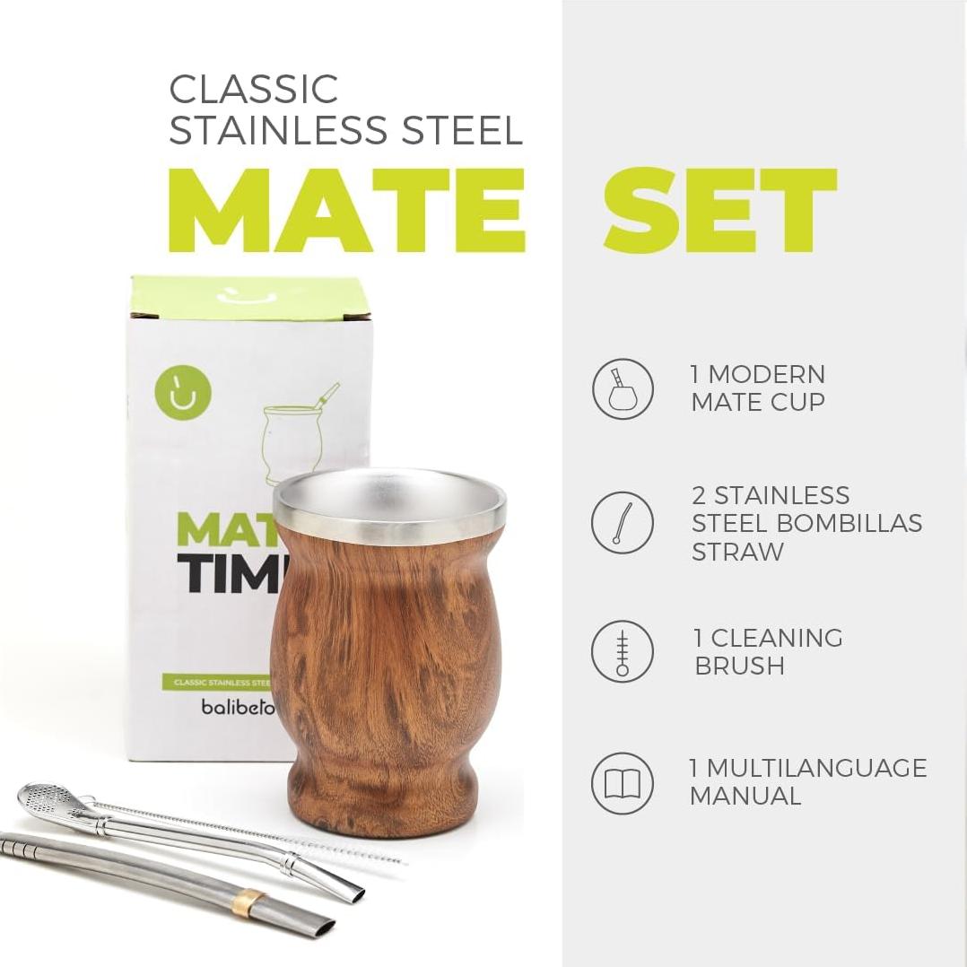 Conjunto de Mate BALIBETOV - Taza de Acero Inoxidable Doble Pared