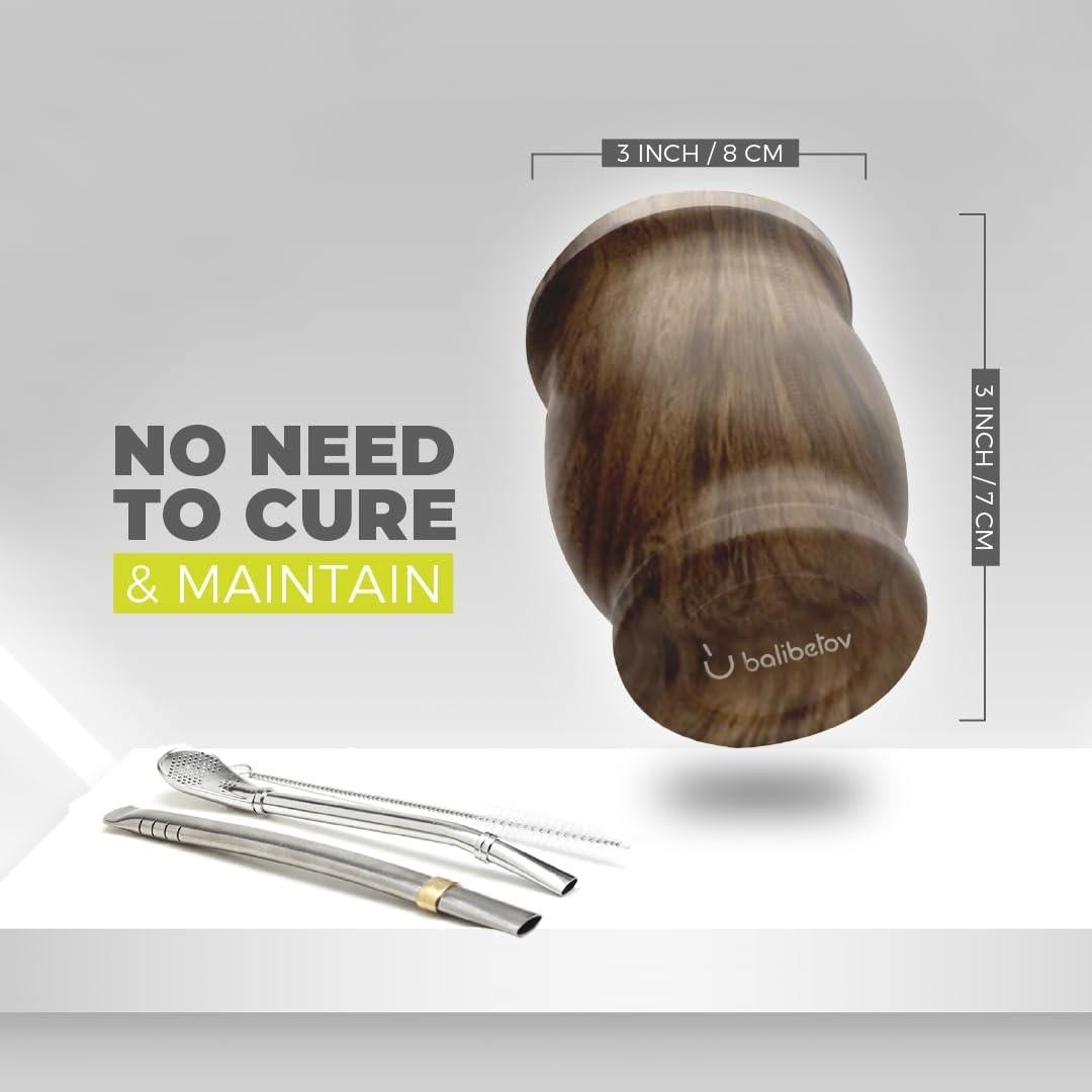 Conjunto de Mate BALIBETOV - Taza de Acero Inoxidable Doble Pared