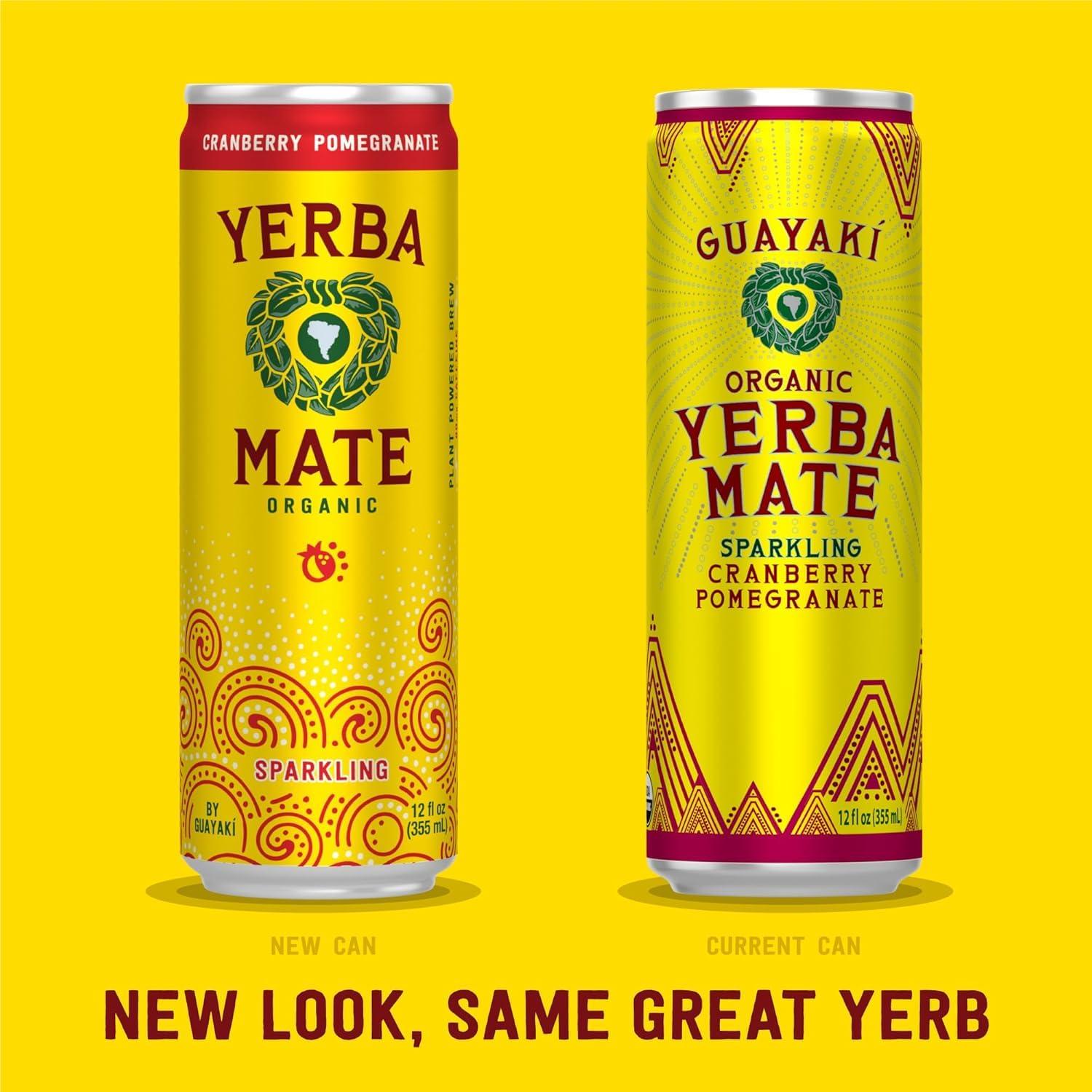 Guayakí Yerba Mate, Sparkling Energy Drink Alternative, Organic Cranberry Pomegranate Flavor, 12 Oz, 80mg Natural Caffeine, Smooth Energy & Focus, Carbonated Beverage