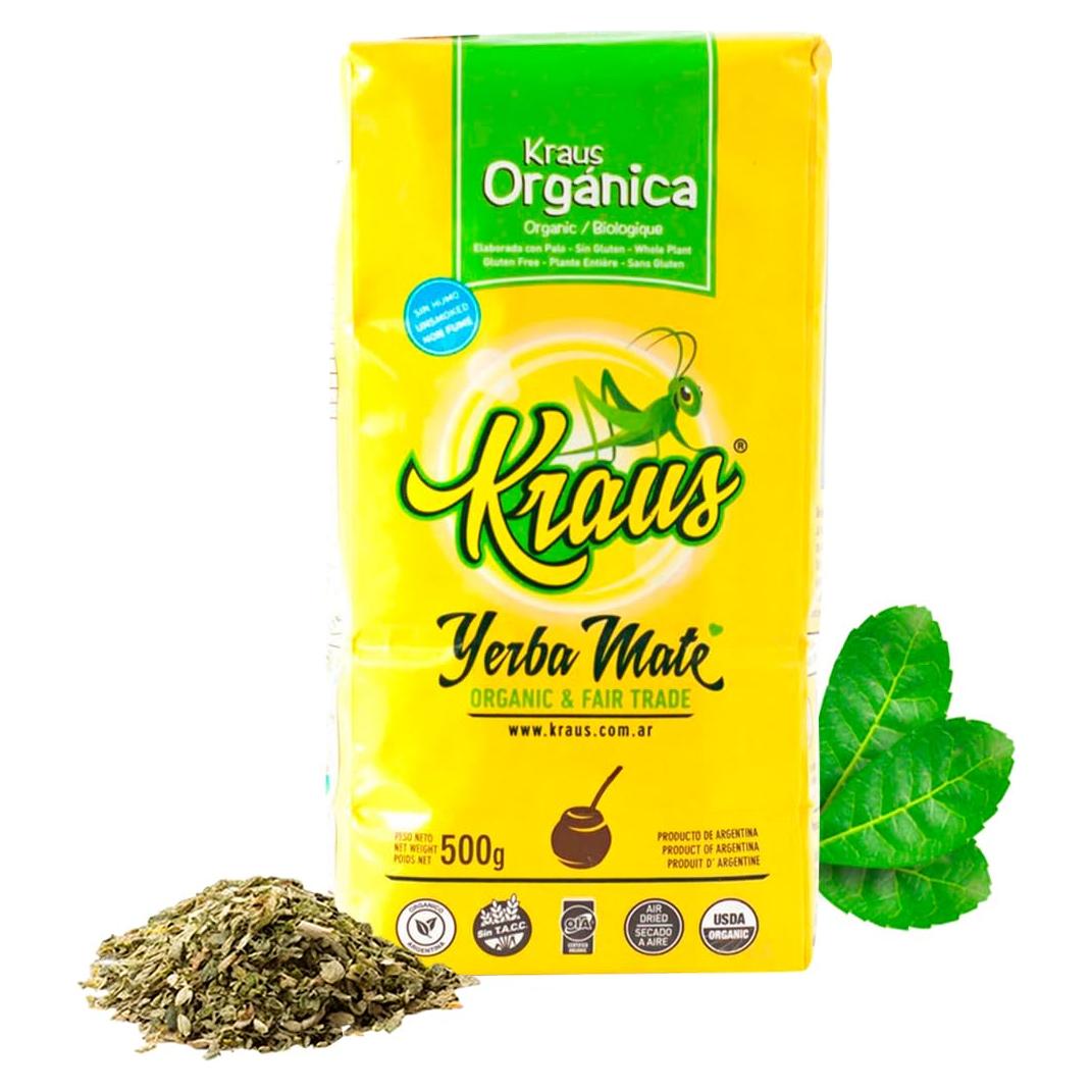 Yerba Mate Orgánica KRAUS 500g | Sabor Herbal Sin Humo