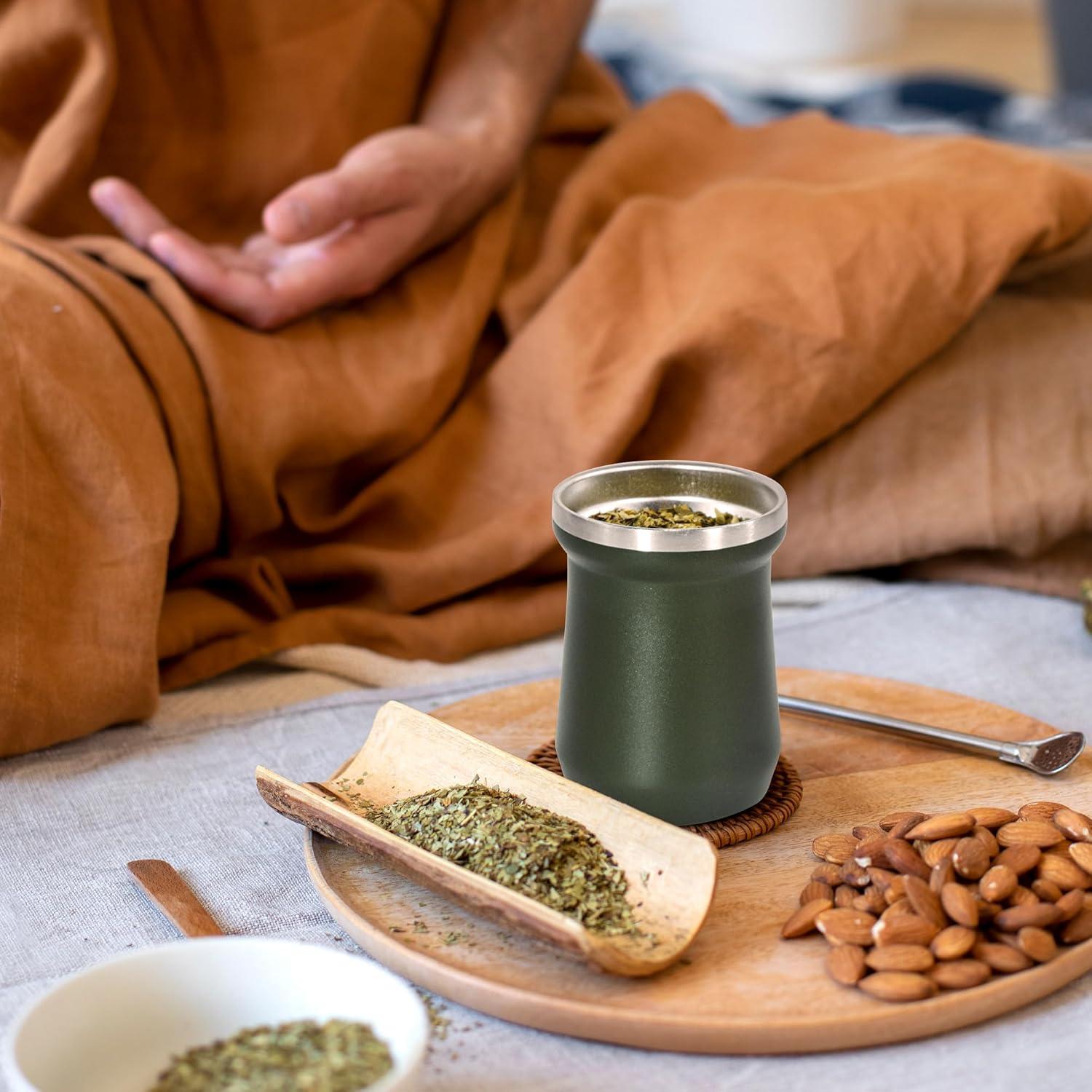 Taza de Yerba Mate AGH 148 ml Acero Inoxidable Verde Oscuro