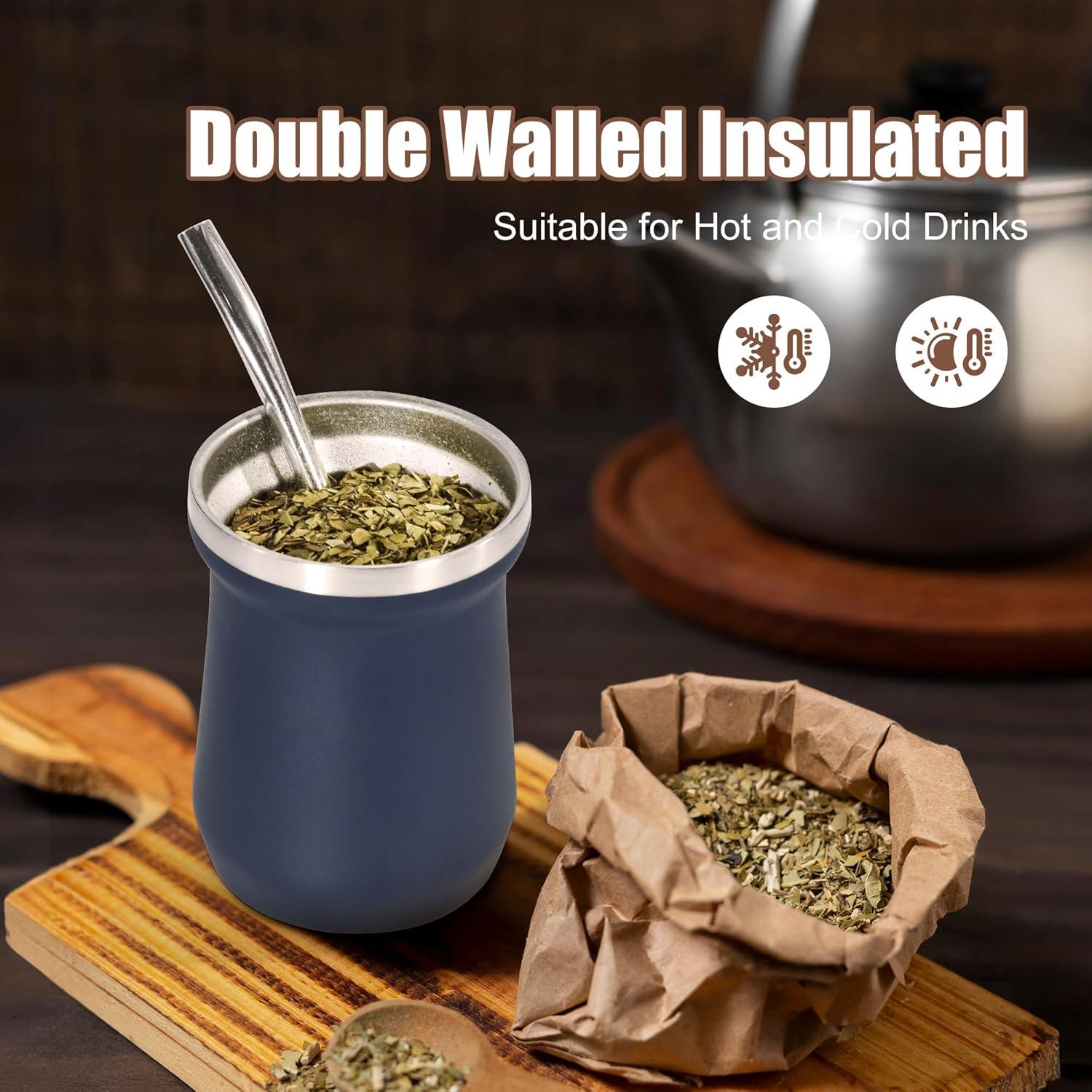 Taza de Yerba Mate AGH 148 ml Acero Inoxidable Verde Oscuro