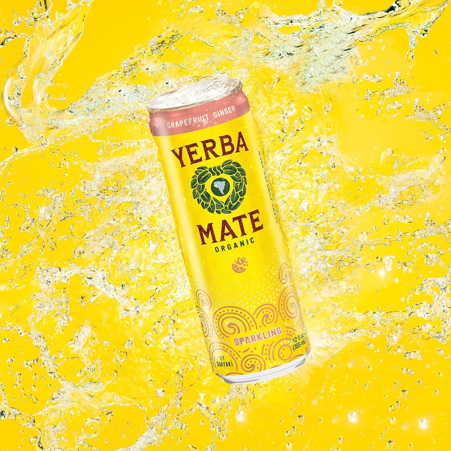 Guayakí Yerba Mate, Sparkling Energy Drink Alternative, Organic Grapefruit Ginger Flavor, 12 Oz, 80mg Natural Caffeine, Smooth Energy & Focus