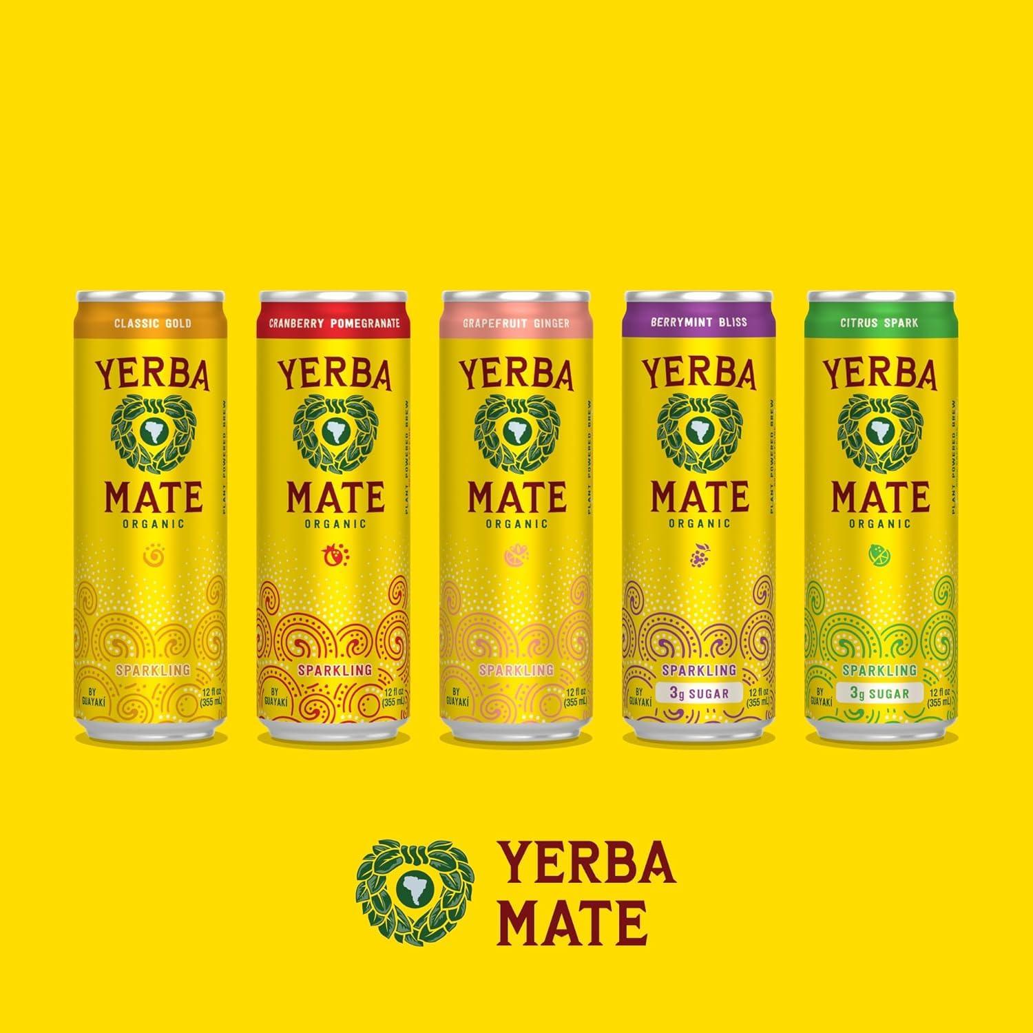 Guayakí Yerba Mate, Sparkling Energy Drink Alternative, Organic Grapefruit Ginger Flavor, 12 Oz, 80mg Natural Caffeine, Smooth Energy & Focus