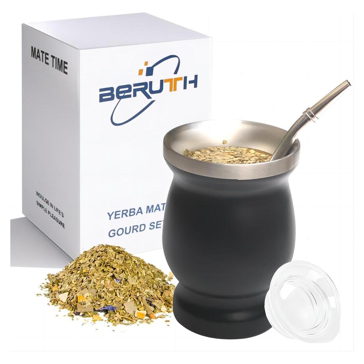 Taza de Yerba Mate Beruth 236ml Acero Inoxidable Doble Pared