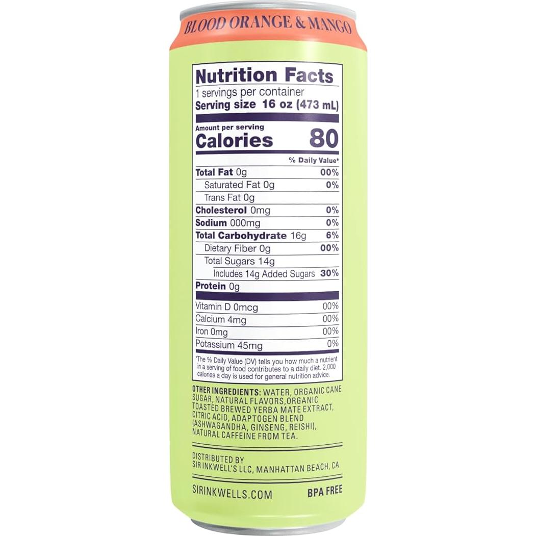 Yerba Mate Orgánica Sir Inkwell 16oz 12pk - Energía y Adaptógenos