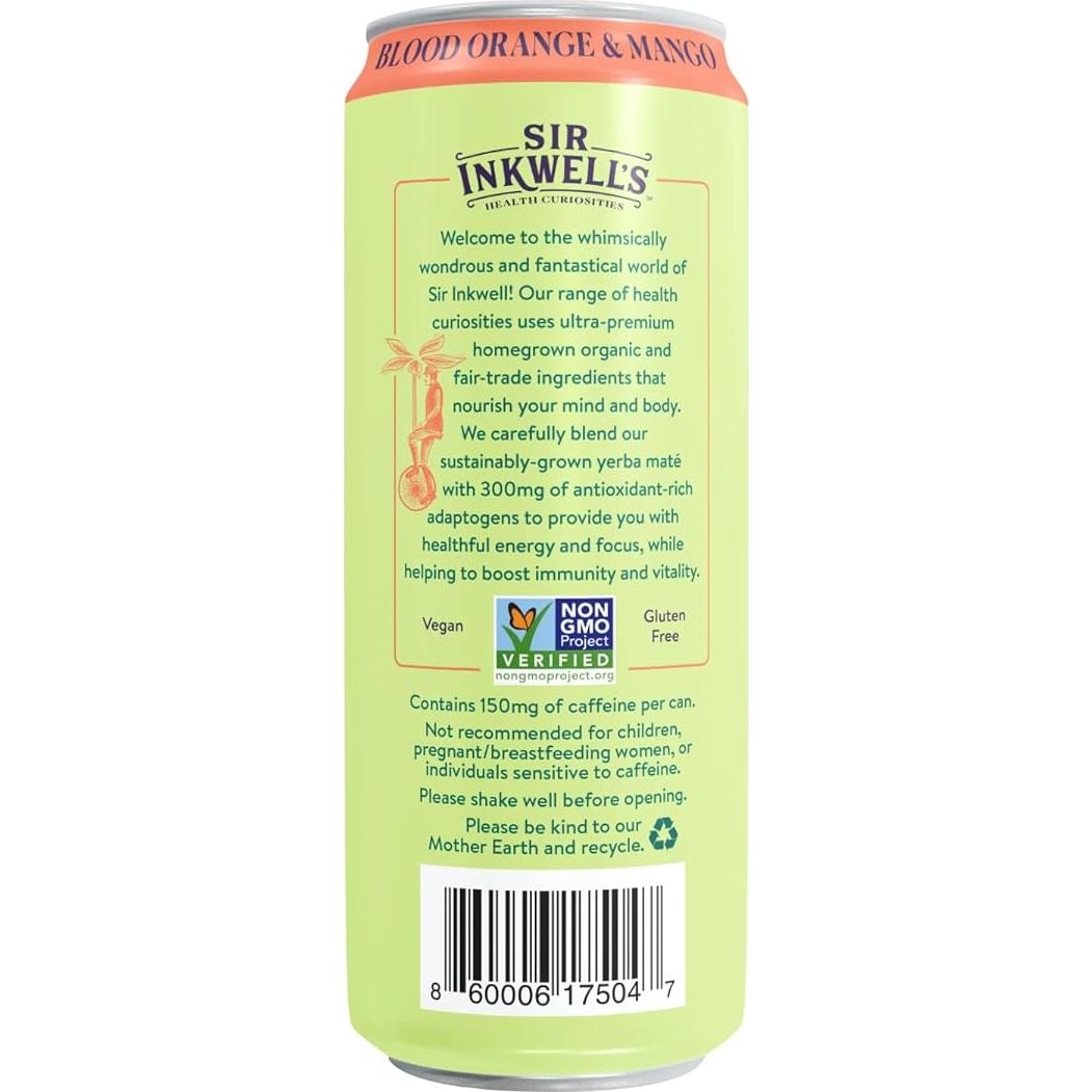 Yerba Mate Orgánica Sir Inkwell 16oz 12pk - Energía y Adaptógenos