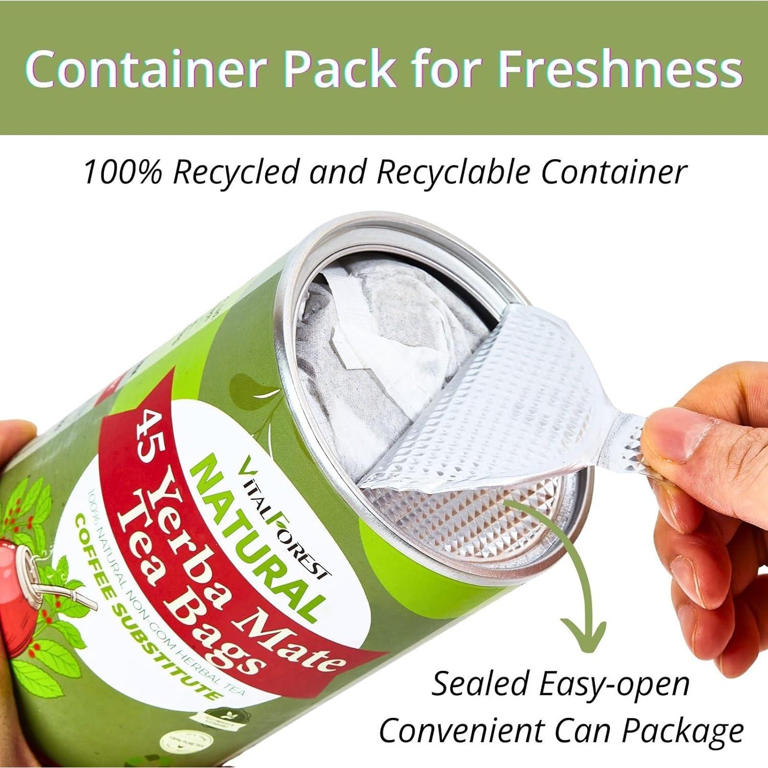 45 Bolsitas de Té de Yerba Mate VitalForest Argentina Ecológico