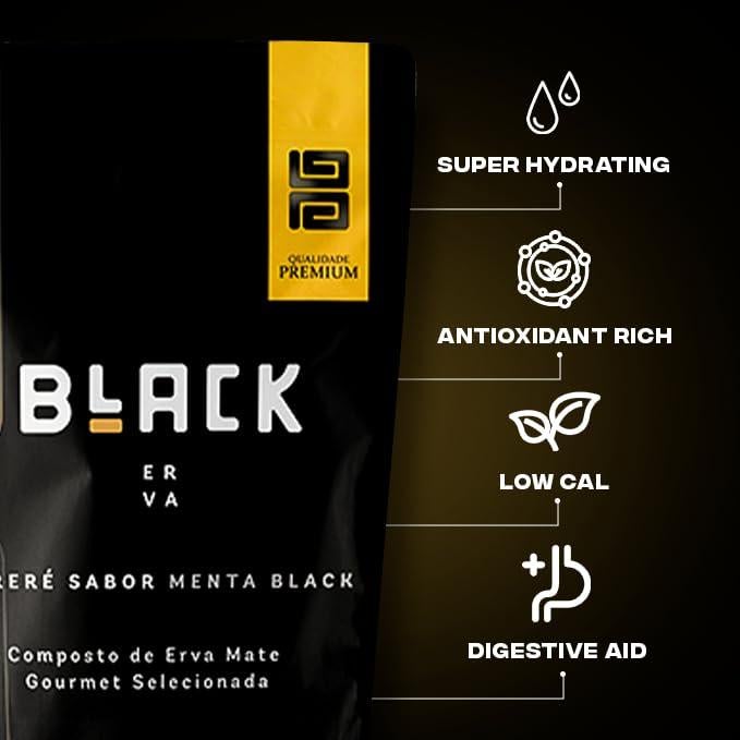 Yerba Mate Tereré Black Erva 500g - Sabor Energético Brasileño