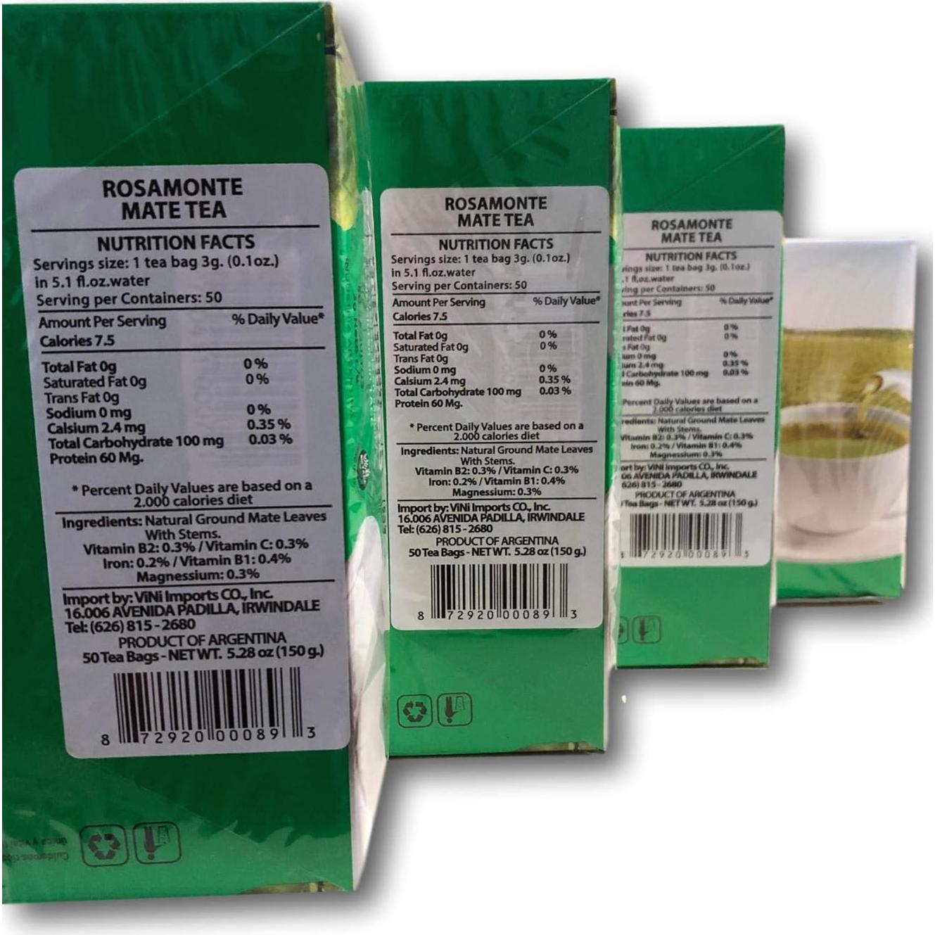 Yerba Mate Rosamonte 4 Pack - 50 Bolsitas de Té 150g