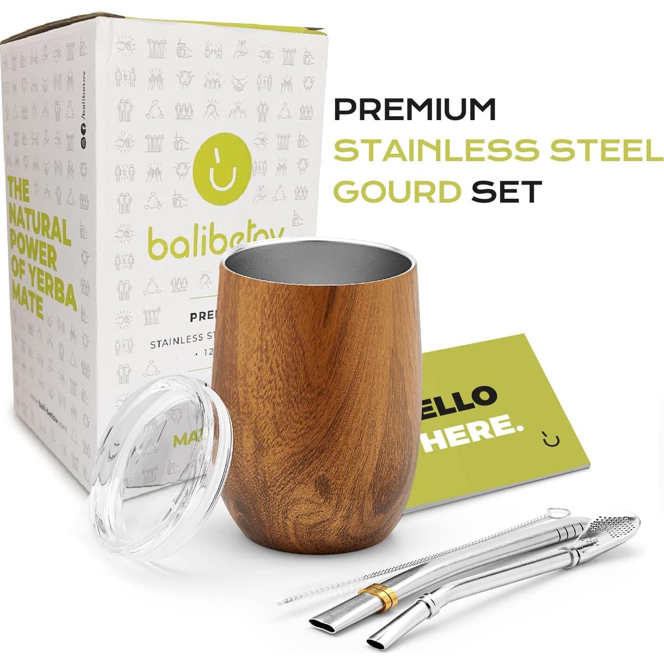 Conjunto de Yerba Mate Acero Inoxidable BALIBETOV 5 Piezas 355 ml