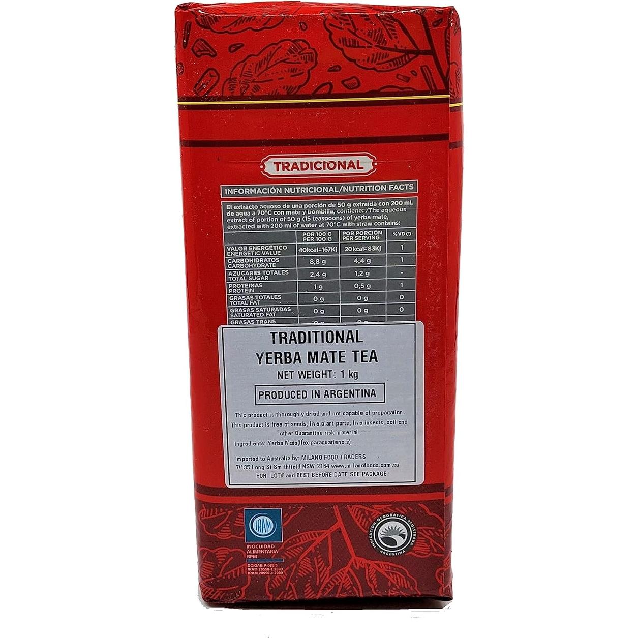 Yerba Mate Pipore Tradicional 4 Paquetes de 1 kg