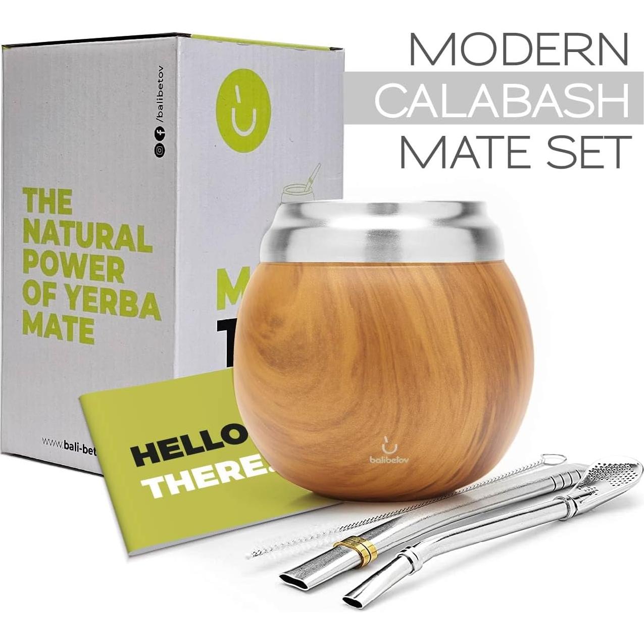 Juego de Yerba Mate Balibetov - Acero Inoxidable 4 Piezas