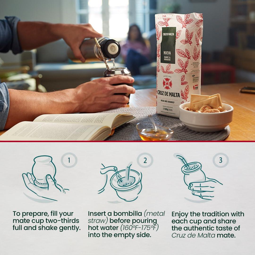 Yerba Mate Cruz de Malta 3 Paquetes 0.99 kg Suave y Duradera