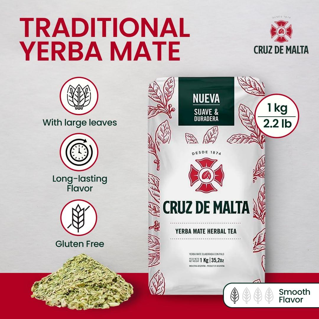 Yerba Mate Cruz de Malta 3 Paquetes 0.99 kg Suave y Duradera
