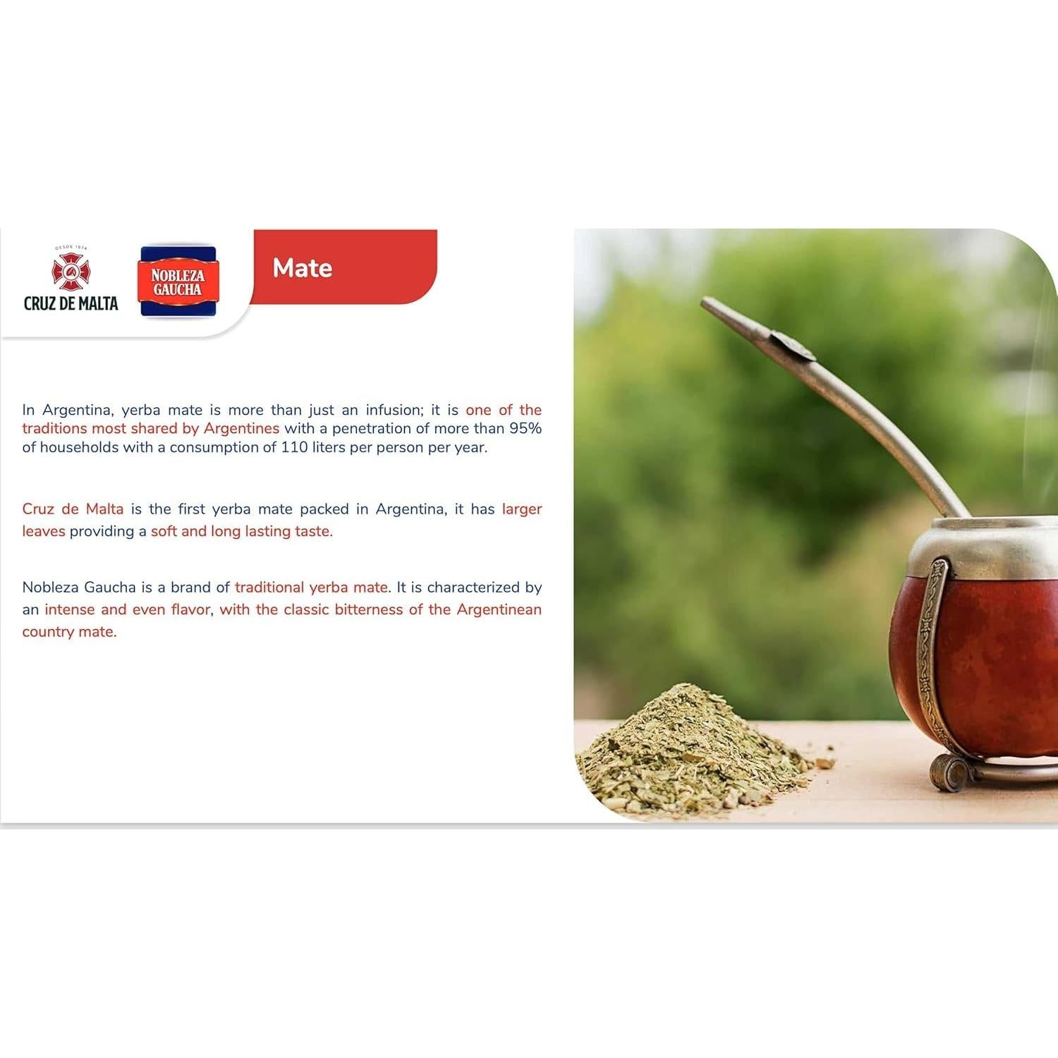 Yerba Mate Cruz de Malta 3 Paquetes 0.99 kg Suave y Duradera