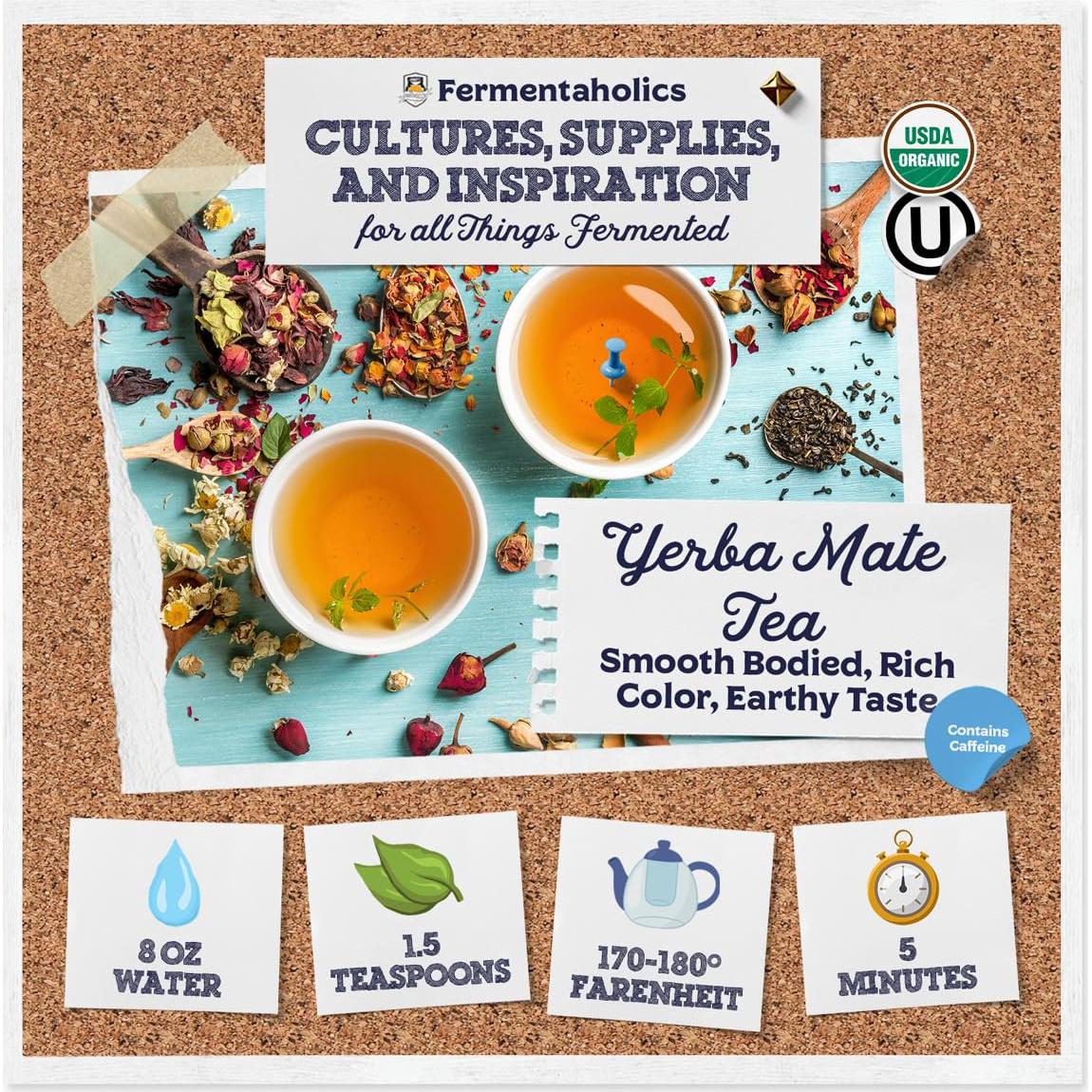 Té de Yerba Mate Orgánico Fermentaholics 113g - Ideal para Kombucha