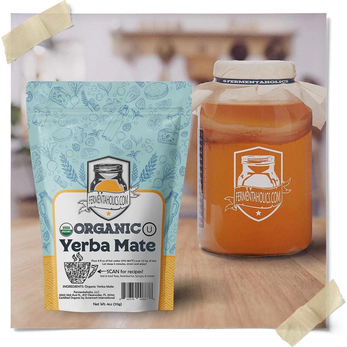 Té de Yerba Mate Orgánico Fermentaholics 113g - Ideal para Kombucha