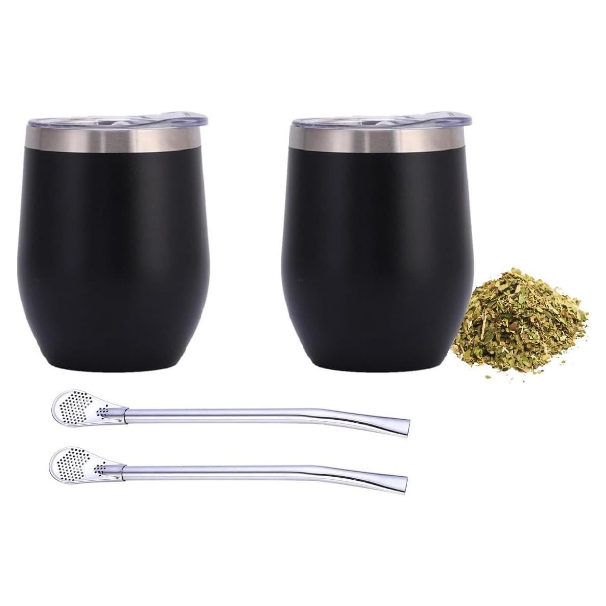 Juego de Tazas de Yerba Mate CanHighGer 2 Pcs Acero Inoxidable 350ml