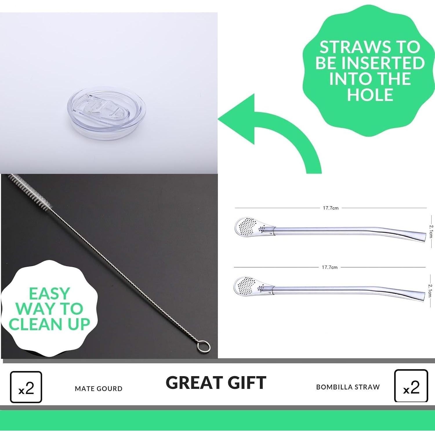 Juego de Tazas de Yerba Mate CanHighGer 2 Pcs Acero Inoxidable 350ml