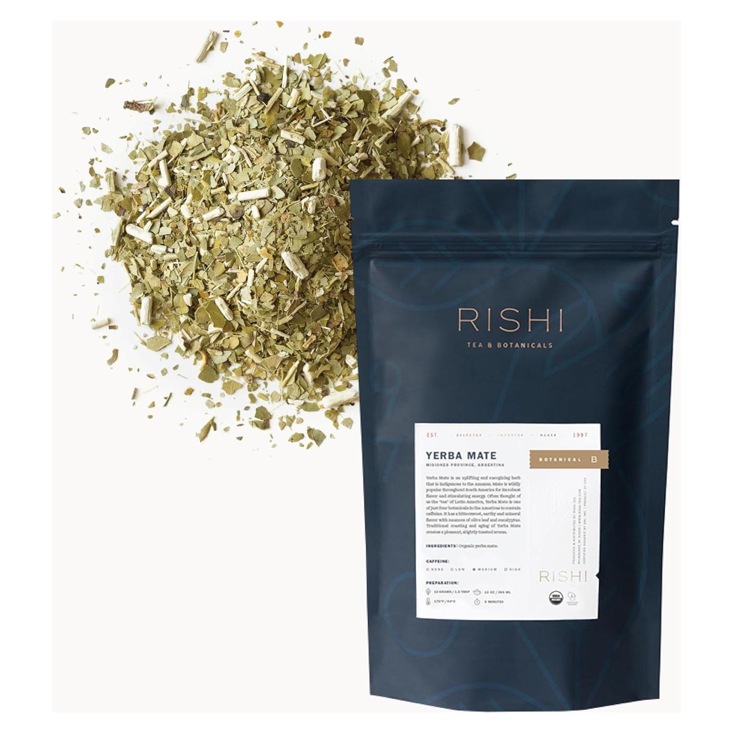 Té de Yerba Mate Orgánico Rishi - 453.6 g, Sin Azúcar, Hoja Suelta