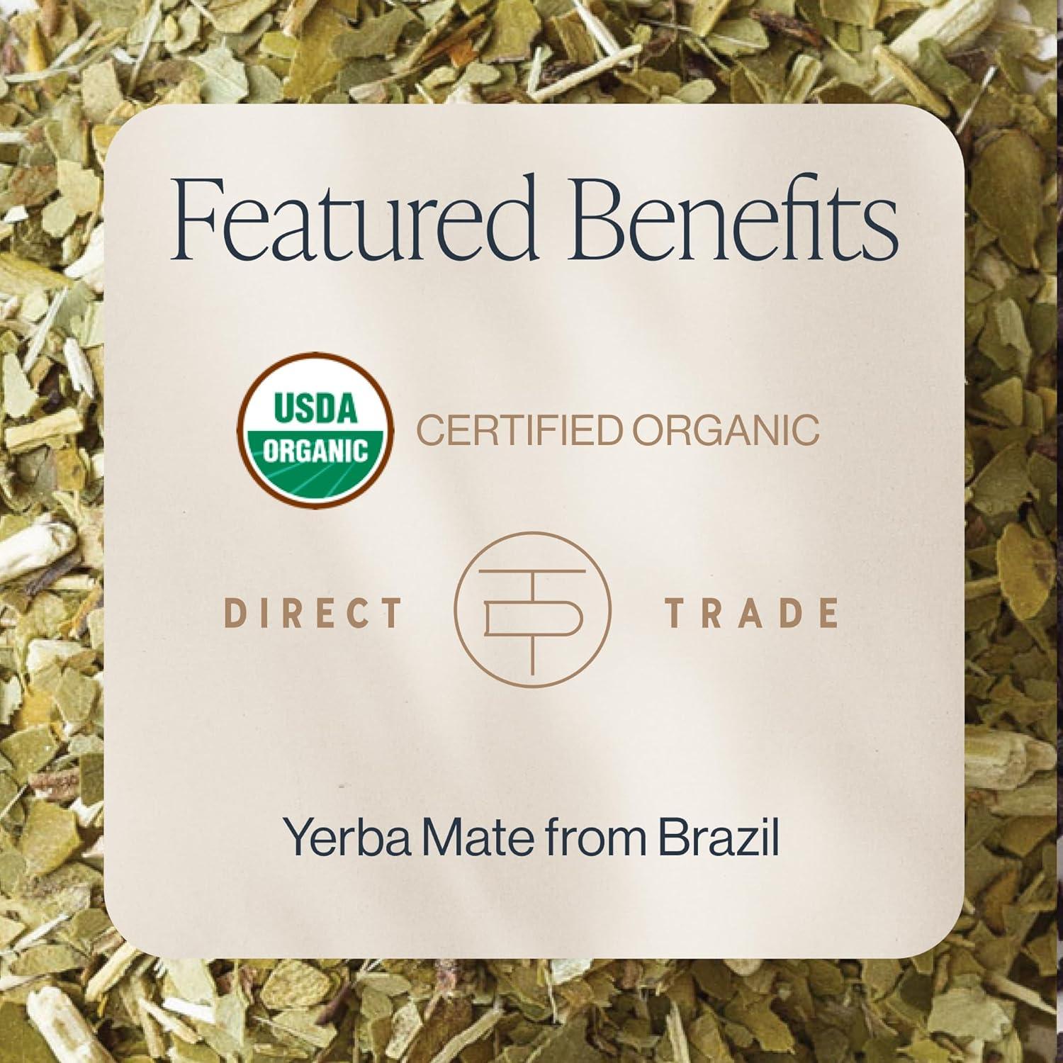 Té de Yerba Mate Orgánico Rishi - 453.6 g, Sin Azúcar, Hoja Suelta